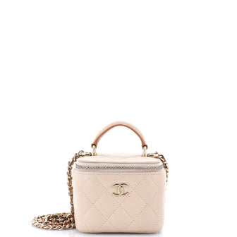 Chanel Classic Top Handle Vanity Case with Chain Quilted Lambskin Mini