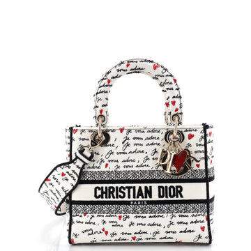 Christian Dior Lady D-Lite Bag Embroidered Canvas Medium