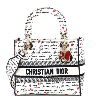 Christian Dior Lady D-Lite Bag Embroidered Canvas Medium