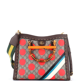 Gucci Diana NM Bamboo Handle Tote Printed GG Coated Canvas and Studded Leather Medium