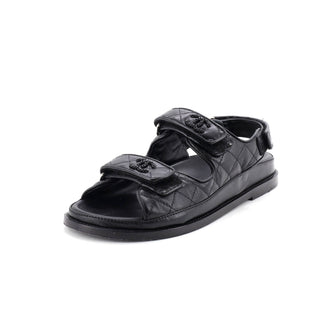 Chanel Women's Velcro Dad Sandals Quilted Leather