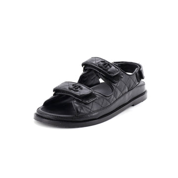Chanel Women's Velcro Dad Sandals Quilted Leather