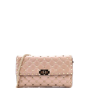 Valentino Garavani Rockstud Spike Wallet on Chain Quilted Patent Small