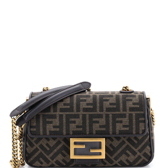 Fendi Midi Baguette Chain Bag Zucca Canvas Medium