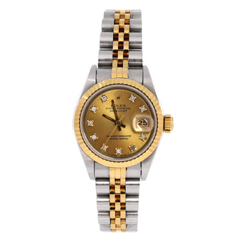 Rolex Oyster Perpetual Datejust Automatic Watch Stainless Steel and Yellow Gold with Diamond Markers 26