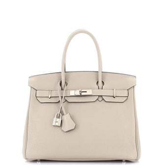 Hermes Birkin Handbag Grey Togo with Palladium Hardware 30