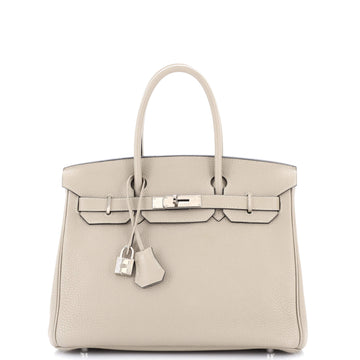 Hermes Birkin Handbag Grey Togo with Palladium Hardware 30