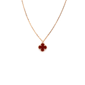 Van Cleef & Arpels Sweet Alhambra Pendant Necklace 18K Rose Gold and Carnelian
