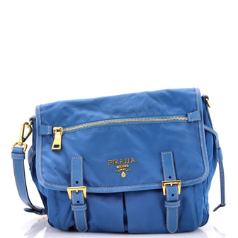 Prada Zip Buckle Messenger Bag Tessuto Medium