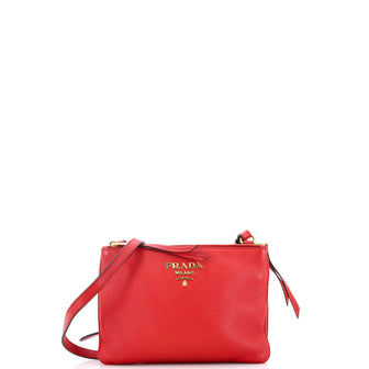 Prada Double Zip Crossbody Bag Vitello Daino Small