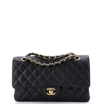 Chanel Classic Double Flap Bag Quilted Caviar Medium