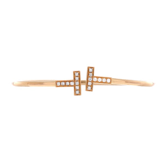 Tiffany & Co. T Wire Bracelet 18K Rose Gold with Diamonds
