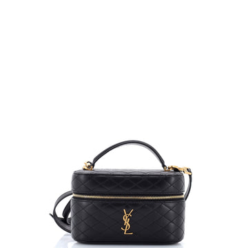 Saint Laurent Gaby Zip Around Vanity Bag Quilted Leather Mini