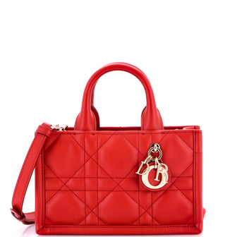 Christian Dior Book Tote with Strap Macrocannage Quilt Calfskin Mini