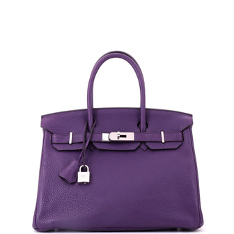 Hermes Birkin Handbag Purple Togo with Palladium Hardware 30