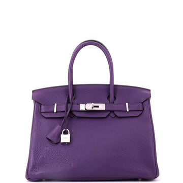 Hermes Birkin Handbag Purple Togo with Palladium Hardware 30