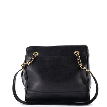 Chanel Vintage Stitched CC Shoulder Bag Caviar Medium