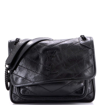 Saint Laurent Niki Chain Flap Bag Matelasse Chevron Leather Baby