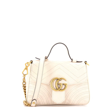 Gucci GG Marmont Top Handle Flap Bag Matelasse Leather Mini