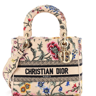 Christian Dior Lady D-Lite Bag Embroidered Raffia Medium