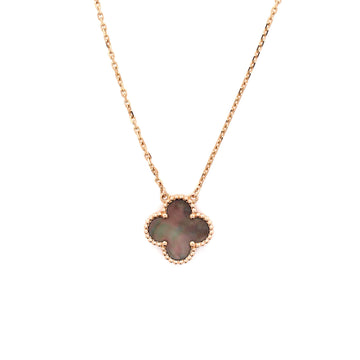 Van Cleef & Arpels Vintage Alhambra Pendant Necklace 18K Rose Gold and Grey Mother of Pearl