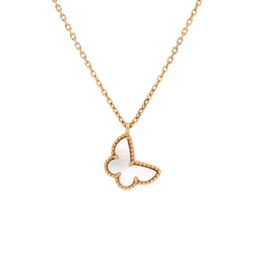 Van Cleef & Arpels Sweet Alhambra Butterfly Pendant Necklace 18K Yellow Gold and Mother of Pearl