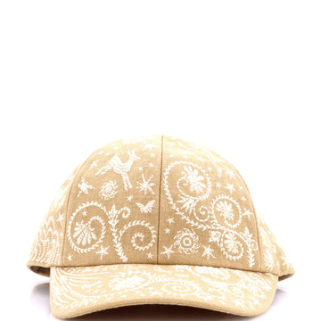 Hermes Tess Sous Charme d'Orphee Baseball Cap Embroidered Canvas