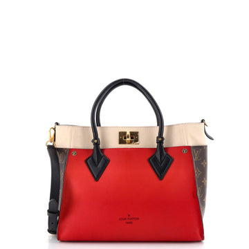 Louis Vuitton On My Side Tote Leather with Monogram Canvas MM