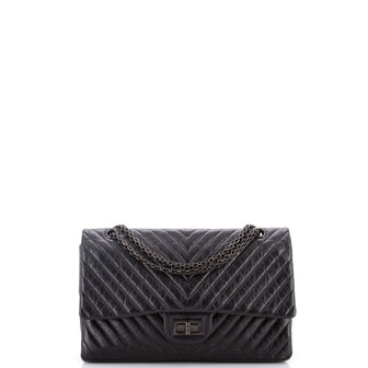 Chanel So Black Reissue 2.55 Flap Bag Chevron Aged Calfskin 227