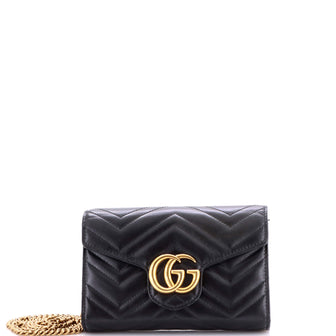 Gucci GG Marmont Chain Wallet Matelasse Leather Mini