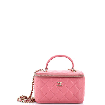 Chanel Classic Top Handle Vanity Case with Chain Quilted Lambskin Small