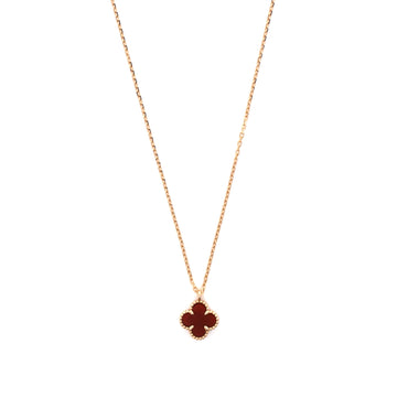Van Cleef & Arpels Sweet Alhambra Pendant Necklace 18K Rose Gold and Carnelian