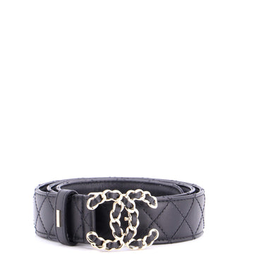 Chanel Woven Chain CC Buckle Belt Quilted Leather Medium