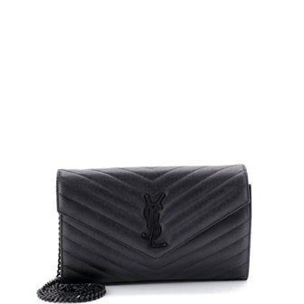Saint Laurent Classic Monogram Wallet on Chain Matelasse Chevron Leather Medium