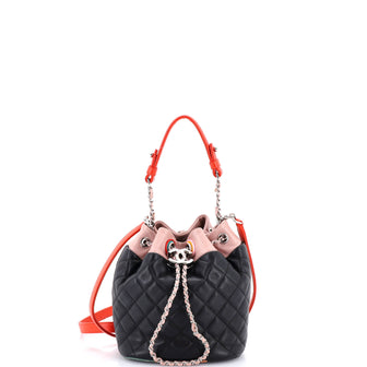 Chanel Cuba Drawstring Bucket Bag Quilted Lambskin Small