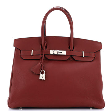 Hermes Birkin Handbag Red Togo with Palladium Hardware 35