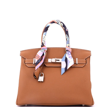 Hermes Birkin Handbag Brown Togo with Palladium Hardware 30