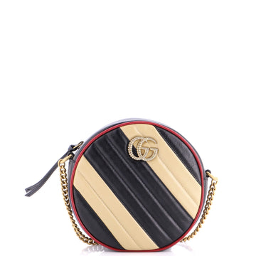 Gucci GG Marmont Round Shoulder Bag Diagonal Quilted Leather Mini