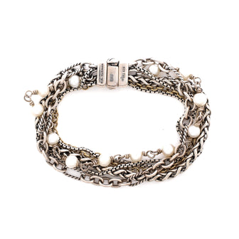 David Yurman Multistrand Chain Bracelet Sterling Silver with 18K Yellow Gold and Pearls