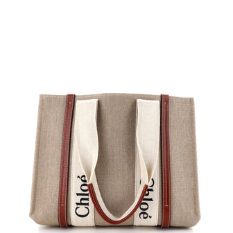 Chloe Woody Tote Canvas with Leather Medium
