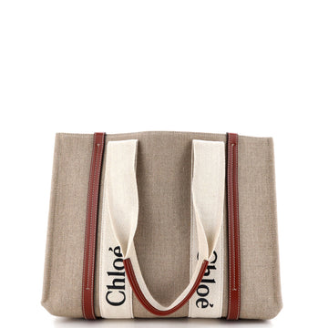 Chloe Woody Tote Canvas with Leather Medium