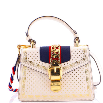 Gucci Sylvie Top Handle Bag Printed Leather Mini