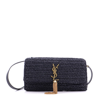 Saint Laurent Kate 99 Tassel Flap Bag Woven Raffia Medium
