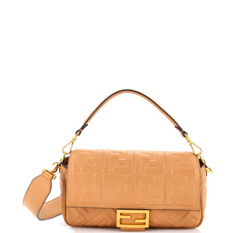 Fendi Baguette NM Bag Zucca Embossed Leather Medium