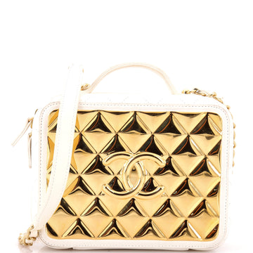 Chanel Golden Plate Vanity Case Quilted Metal and Lambskin Medium