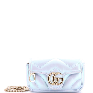 Gucci GG Marmont Flap Bag Chevron Iridescent Leather Super Mini