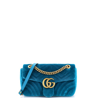 Gucci GG Marmont Flap Bag Matelasse Velvet Small