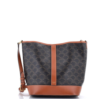 Celine Bucket Bag Triomphe Coated Canvas Medium
