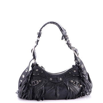 Balenciaga Le Cagole Giant Studs Fringe Shoulder Bag Leather XS