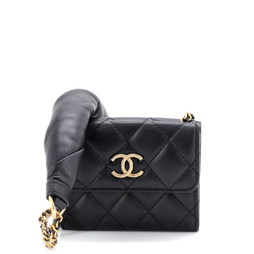 Chanel Card Holder with Padded Chain Strap Quilted Lambskin